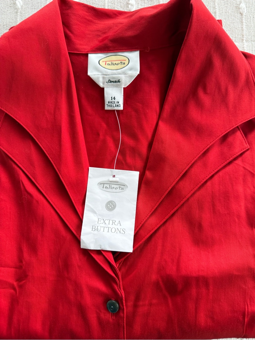 Talbots Bright Red Button-Front Collared Blouse - Picture 12 of 12